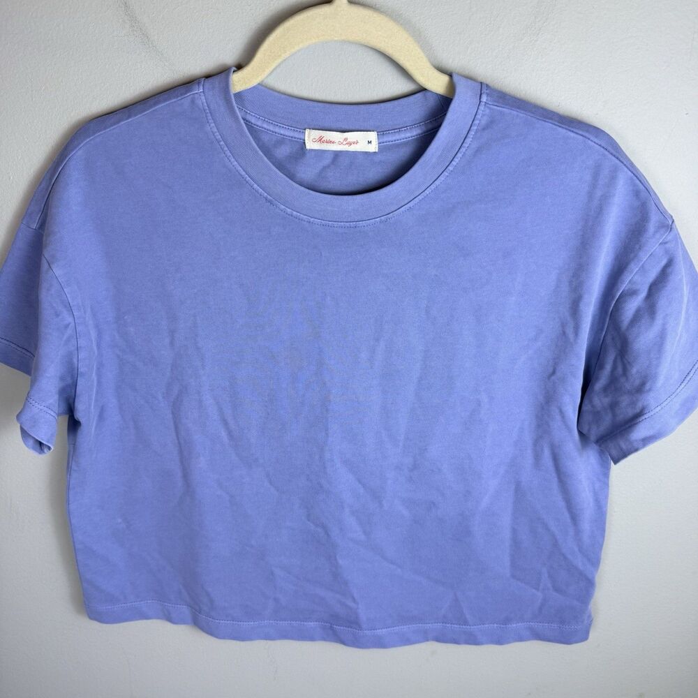 Marine Layer Women's Luxe Jersey Crew Tee in Coastal Blue 100% Cotton Medium